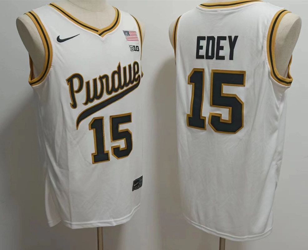 Men Purdue Boilermakers #15 Edey White Nike 2025 NCAA Jersey->more ncaa teams->NCAA Jersey